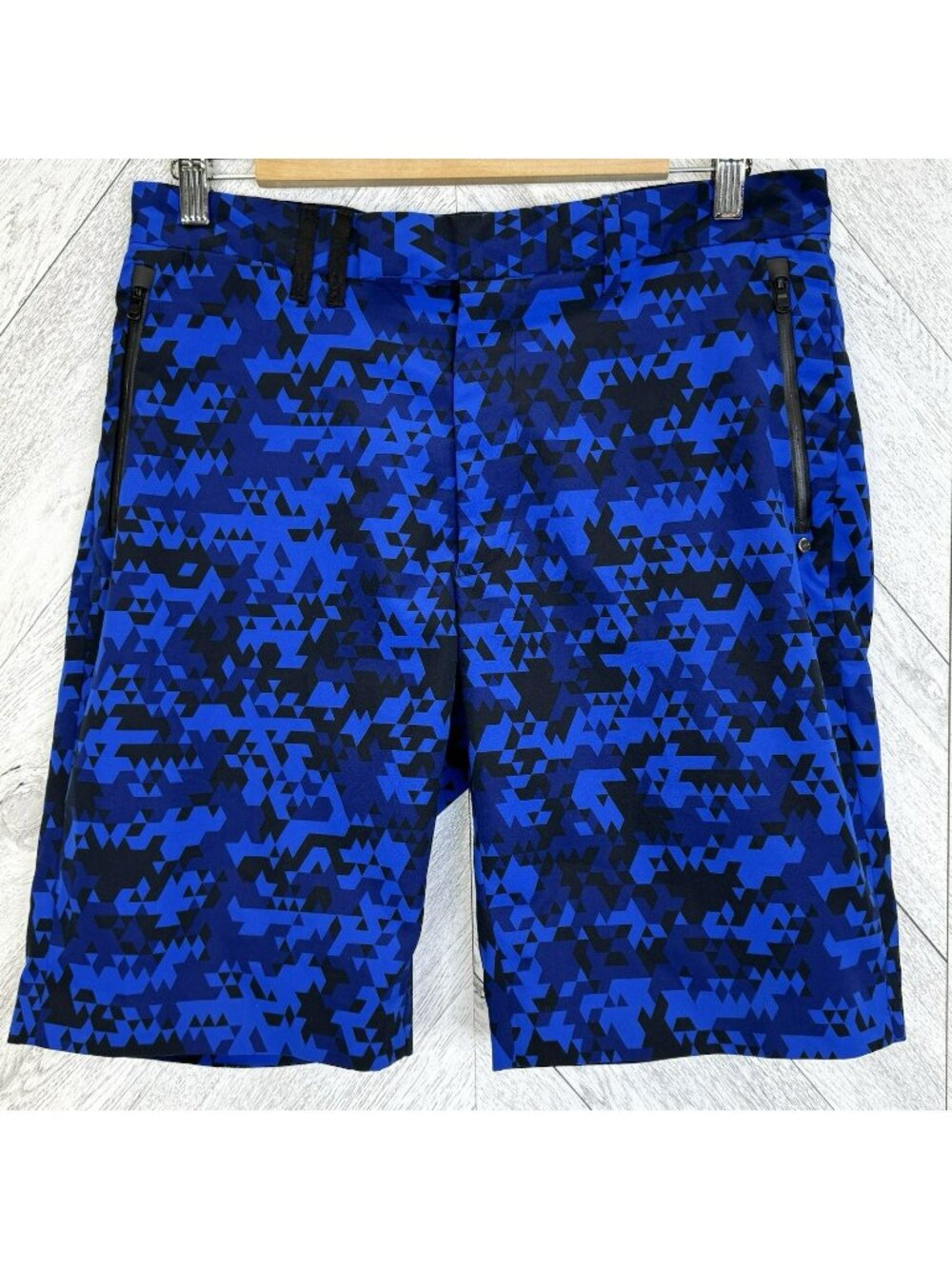 RLX Ralph Lauren Golf Shorts Mens Size 32 Blue Geometric Print 10" Inseam
